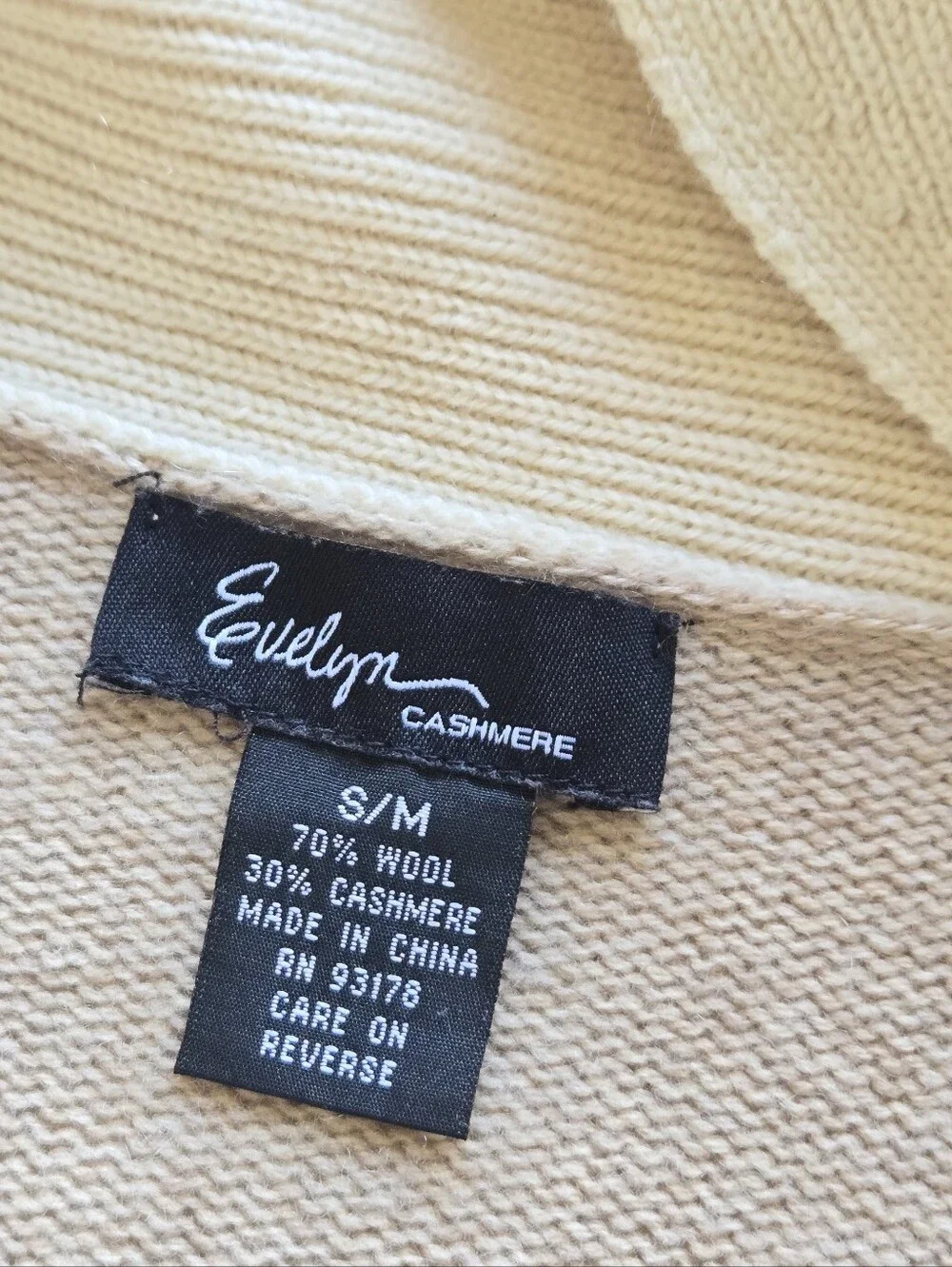 Evelyn Cashmere Wool Blend Colorblock Knit Poncho Cape Cardigan S/M Women's